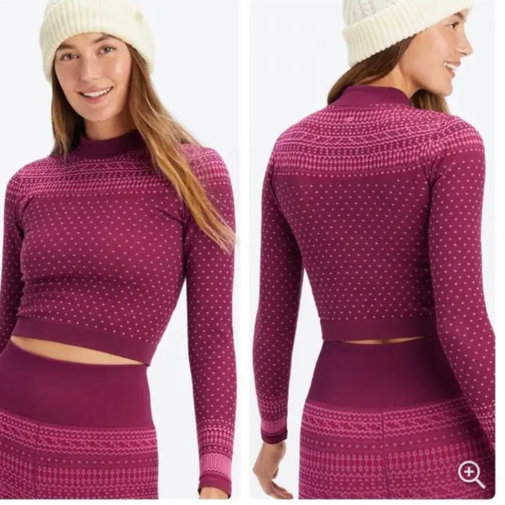 Tops Fabletics Holly Seamless Long Sleeve Athletic Cropped Top In Merlot Size XS